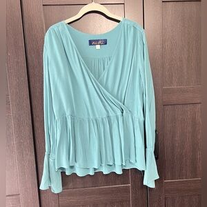 Blue Rain Teal Wrap Blouse